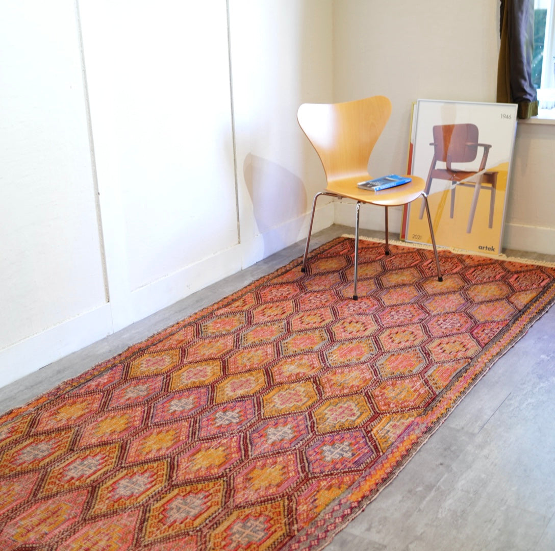 オールドキリム 124×306 ラグ 絨毯 ヴィンテージ