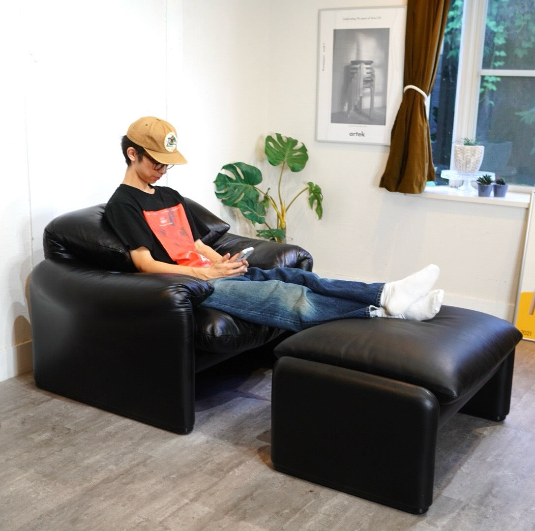 カッシーナ / Cassina 675-1P マラルンガ 本革 1人掛け ソファ ヴィコ・マジストレッティ