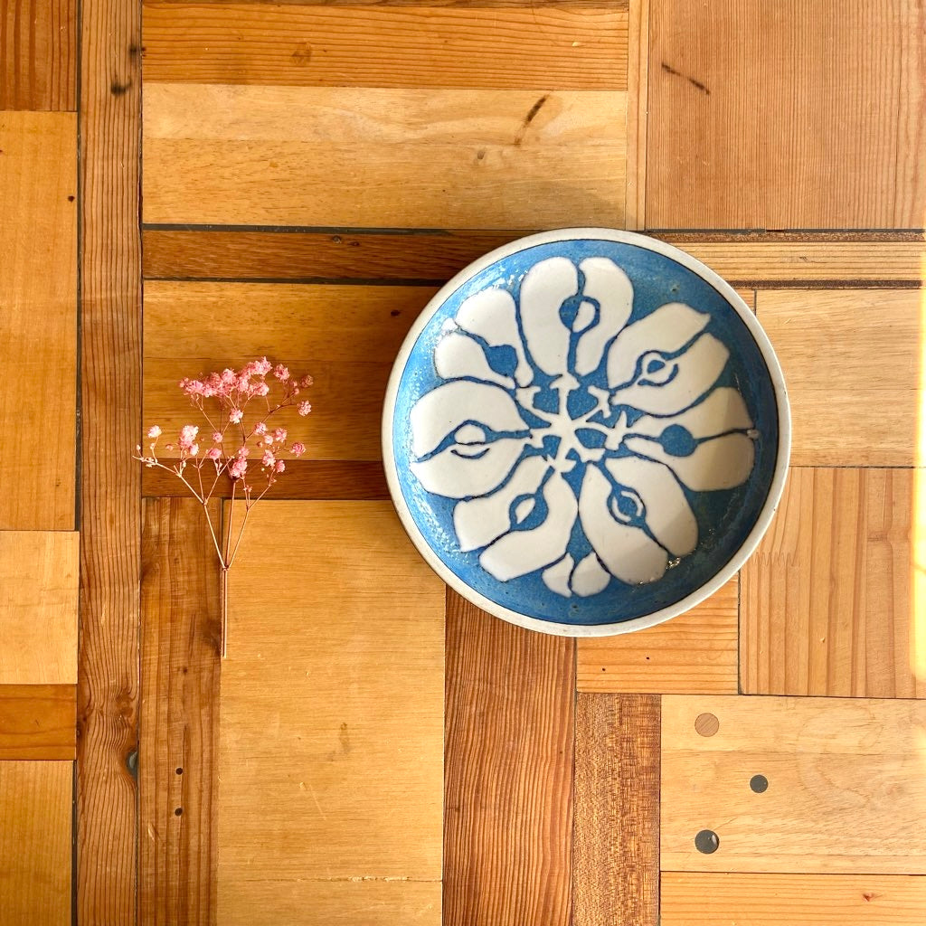 ロイヤルコペンハーゲン / Royal Copenhagen 40 バッカ 丸皿 花 青×白 ヴィンテージ