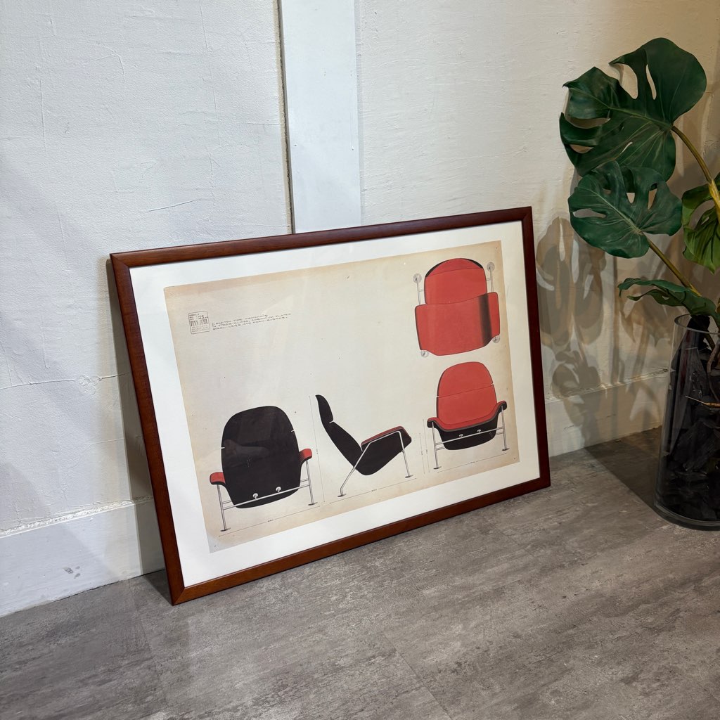フィンユール / Finn Juhl ポスター レッドアームチェア 中古 北欧 