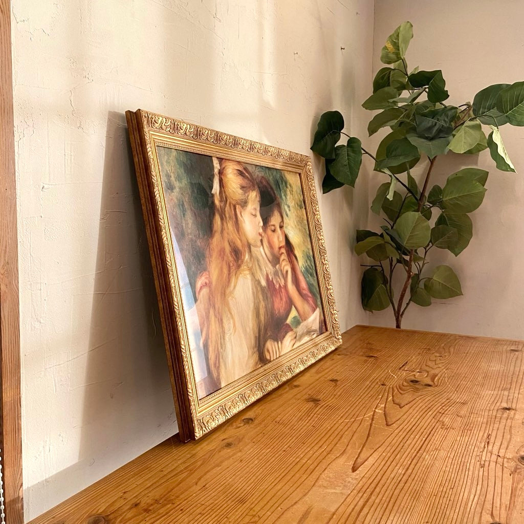 ルノワール 「読書をする二人の少女」ポスター 額装