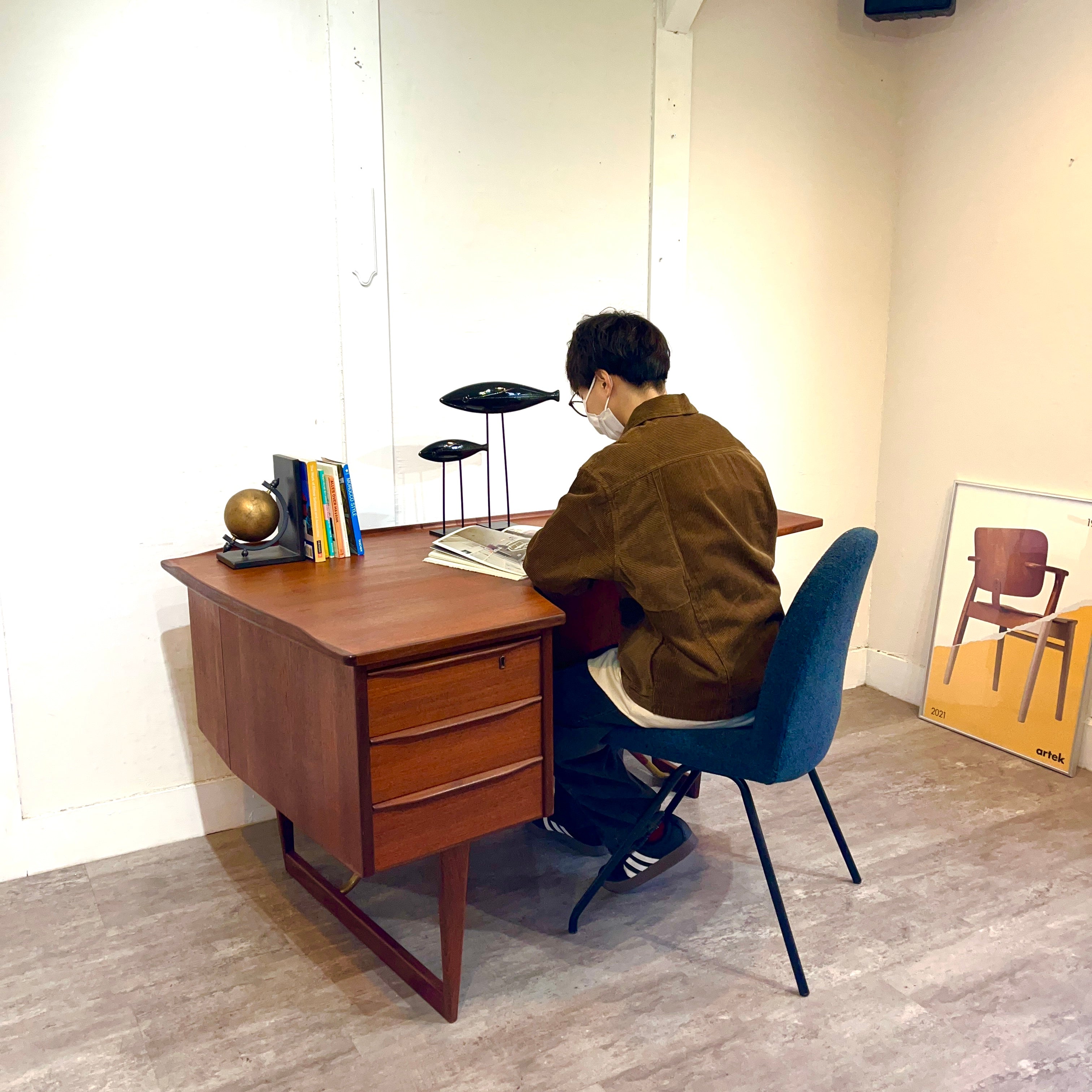 Lovig dansk design ヴィンテージ北欧ブーメランデスク Peter Løvig Nielsen チーク