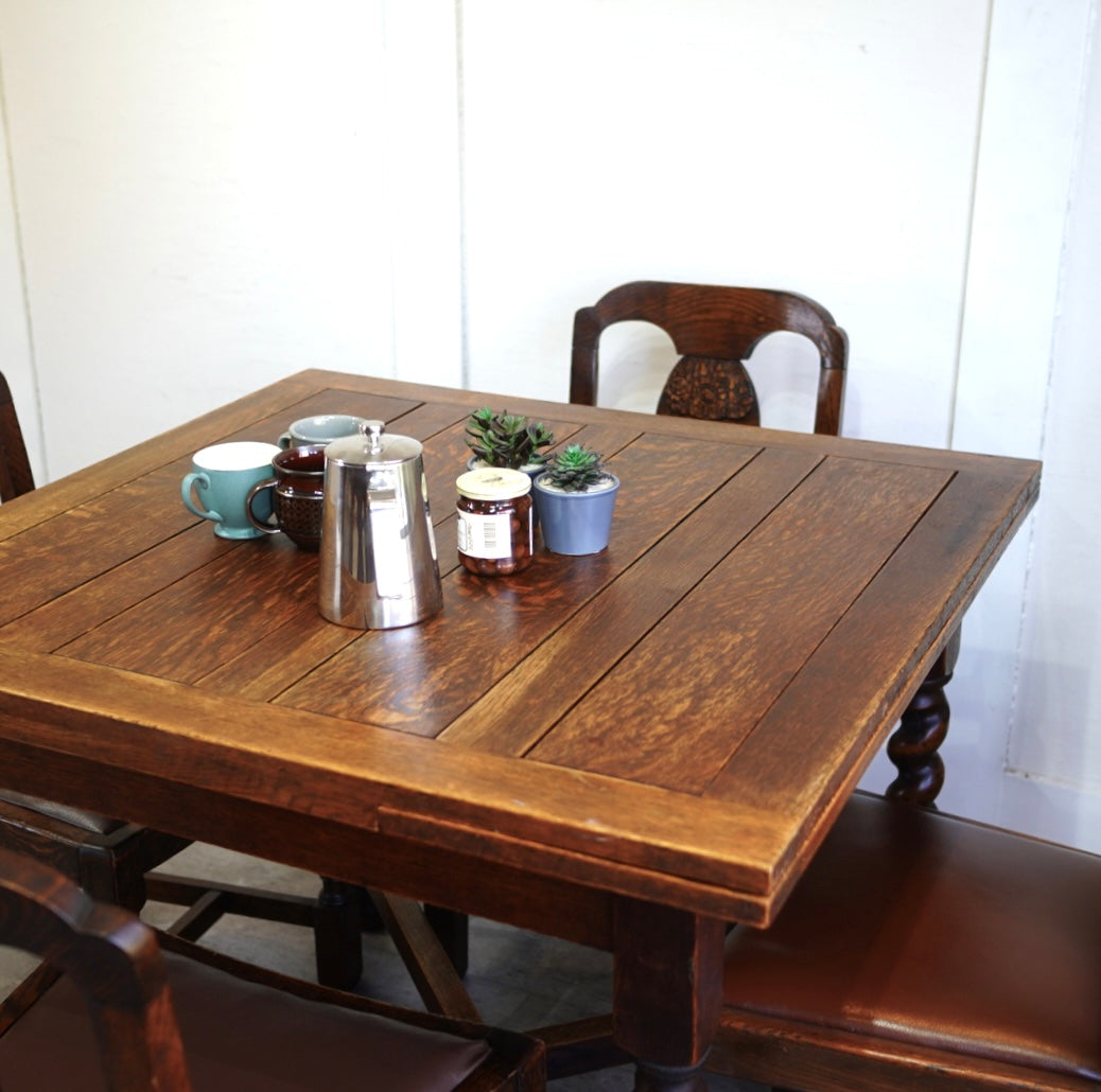 英国アンティーク ツイストレッグ ドローリーフダイニングテーブル 伸長式テーブル