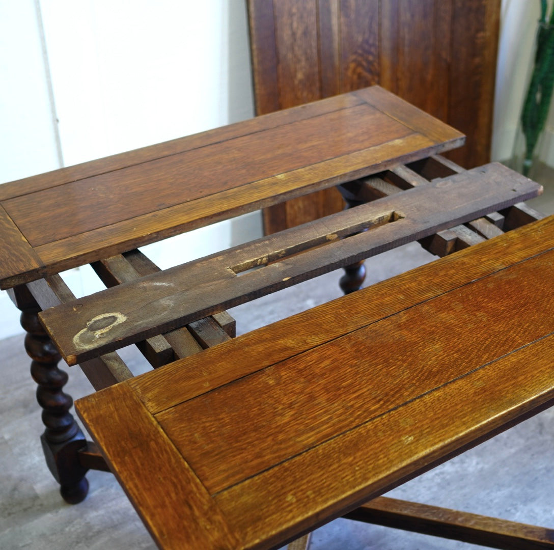 英国アンティーク ツイストレッグ ドローリーフダイニングテーブル 伸長式テーブル