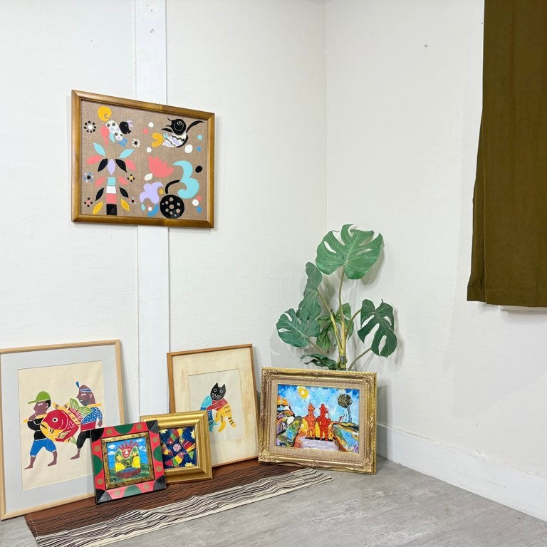 柚木沙弥郎 ガラス絵 「小鳥の森」 1996年