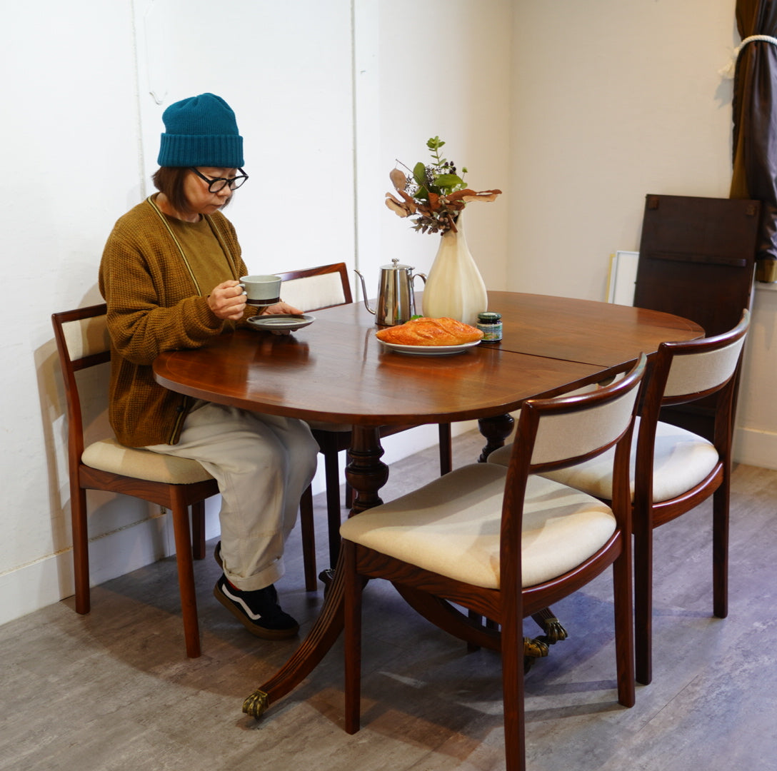 英国アンティーク エクステンション式ペデスタルテーブル 伸長式ダイニングテーブル