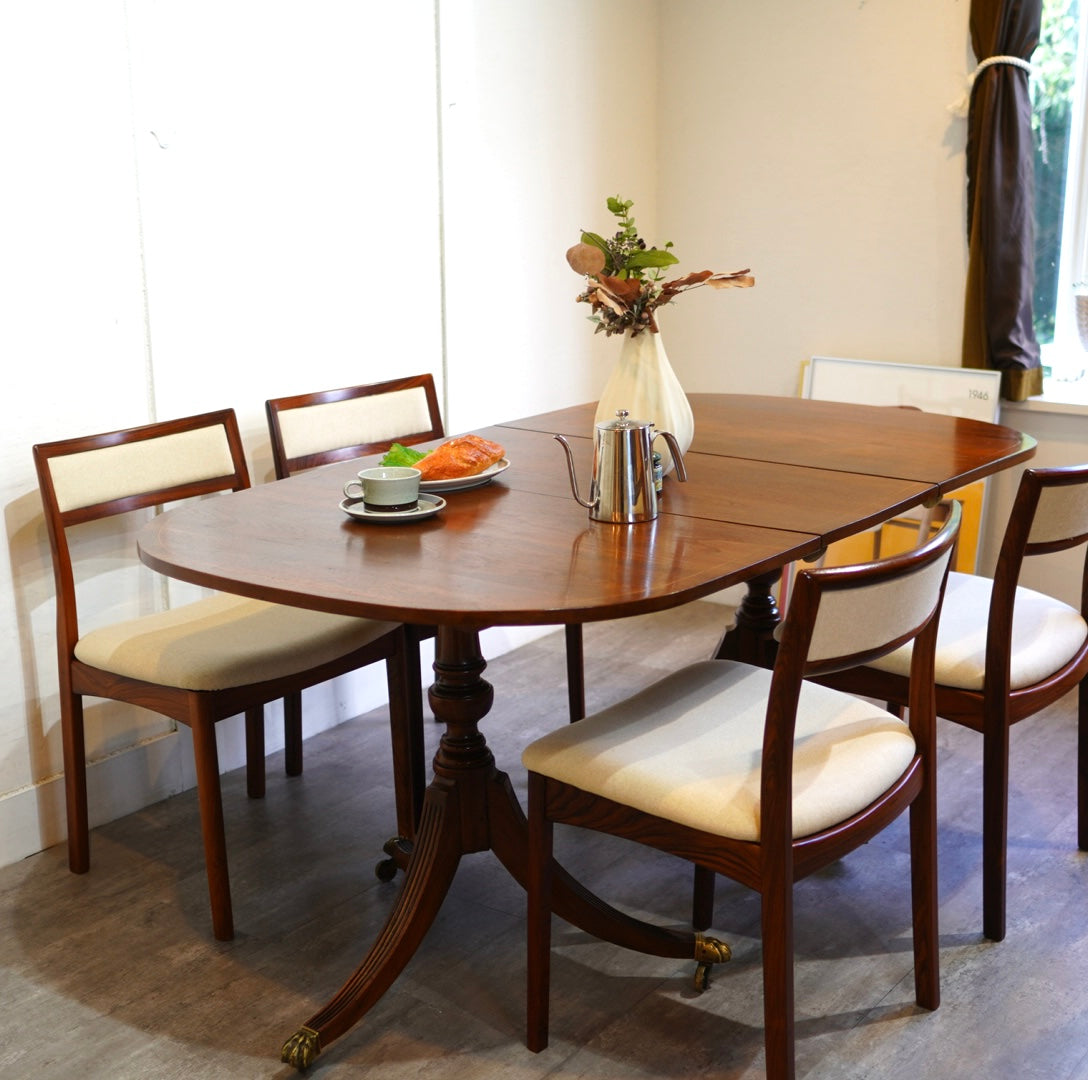 英国アンティーク エクステンション式ペデスタルテーブル 伸長式ダイニングテーブル