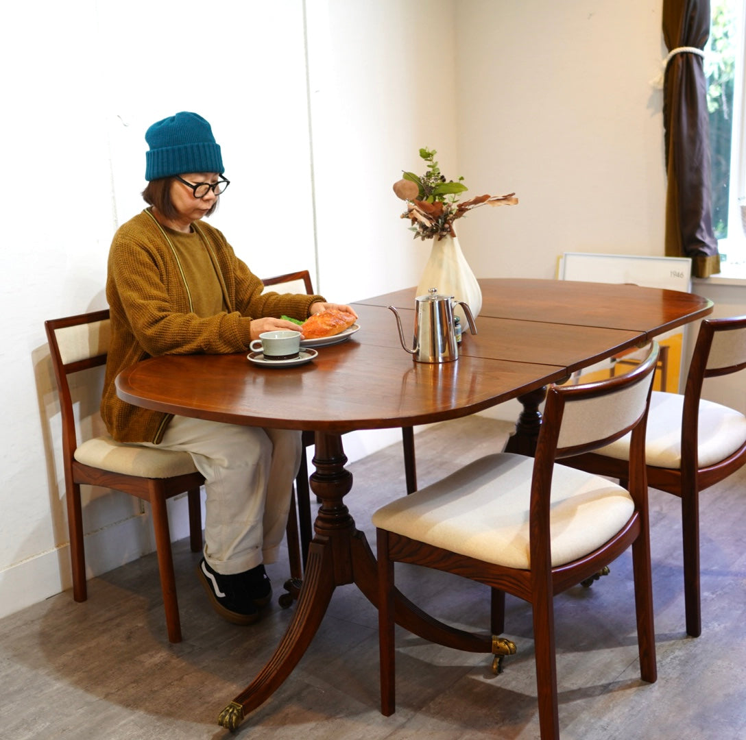 英国アンティーク エクステンション式ペデスタルテーブル 伸長式ダイニングテーブル