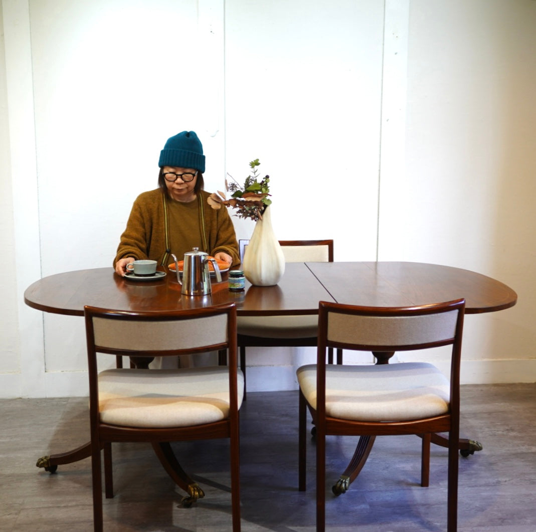 英国アンティーク エクステンション式ペデスタルテーブル 伸長式ダイニングテーブル