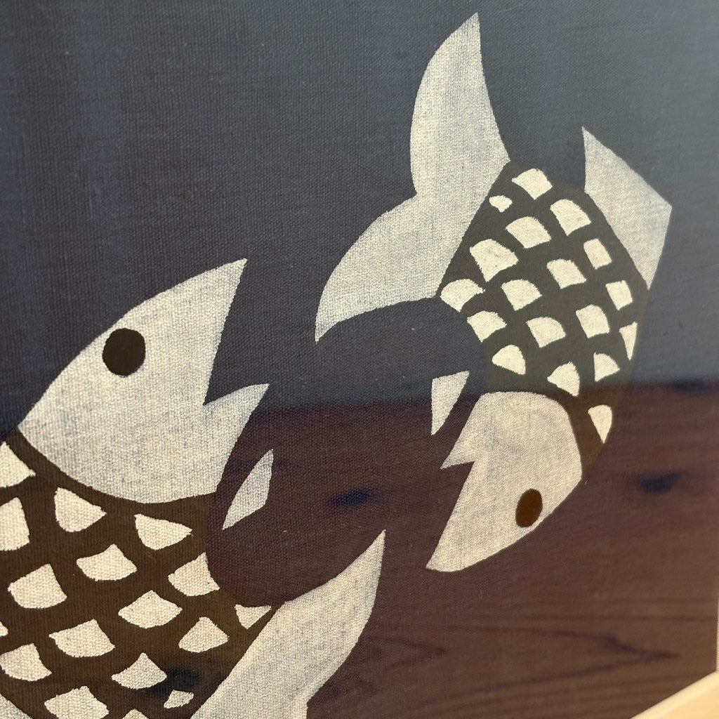 柚木沙弥郎 型染め 額入り布 魚