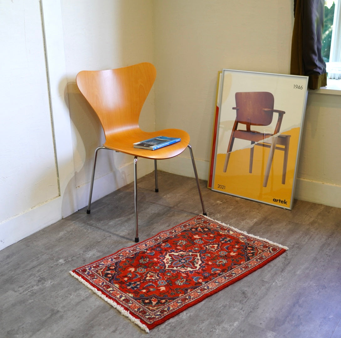 トライバルラグ 敷物 レッド 86×55 ラグマット