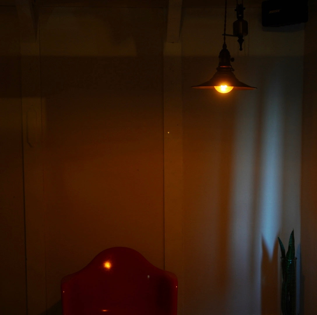 プーリーペンダントライト 真鍮シェード