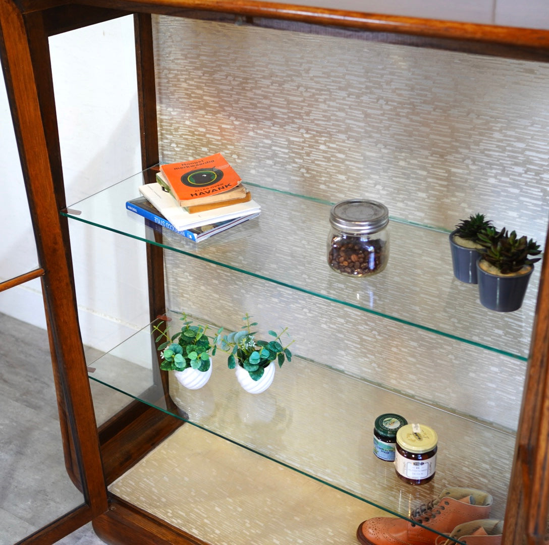 英国 アンティーク ガラスショーケース 飾り棚 キャビネット