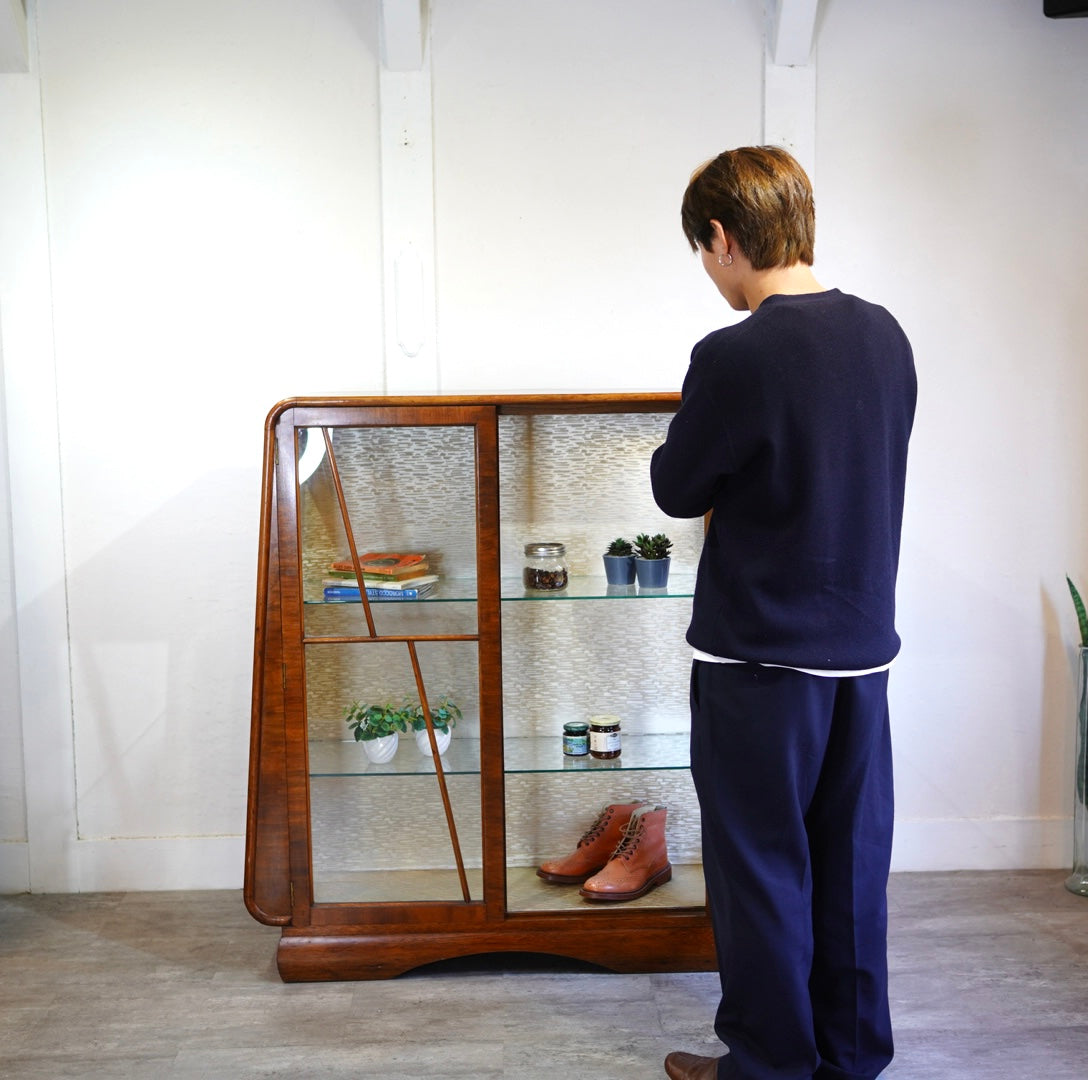 英国 アンティーク ガラスショーケース 飾り棚 キャビネット