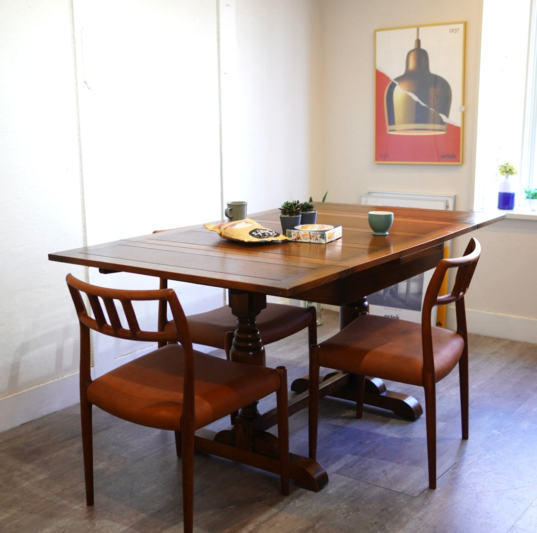 英国アンティーク ドローリーフテーブル 伸長式ダイニングテーブル バルボスレッグ