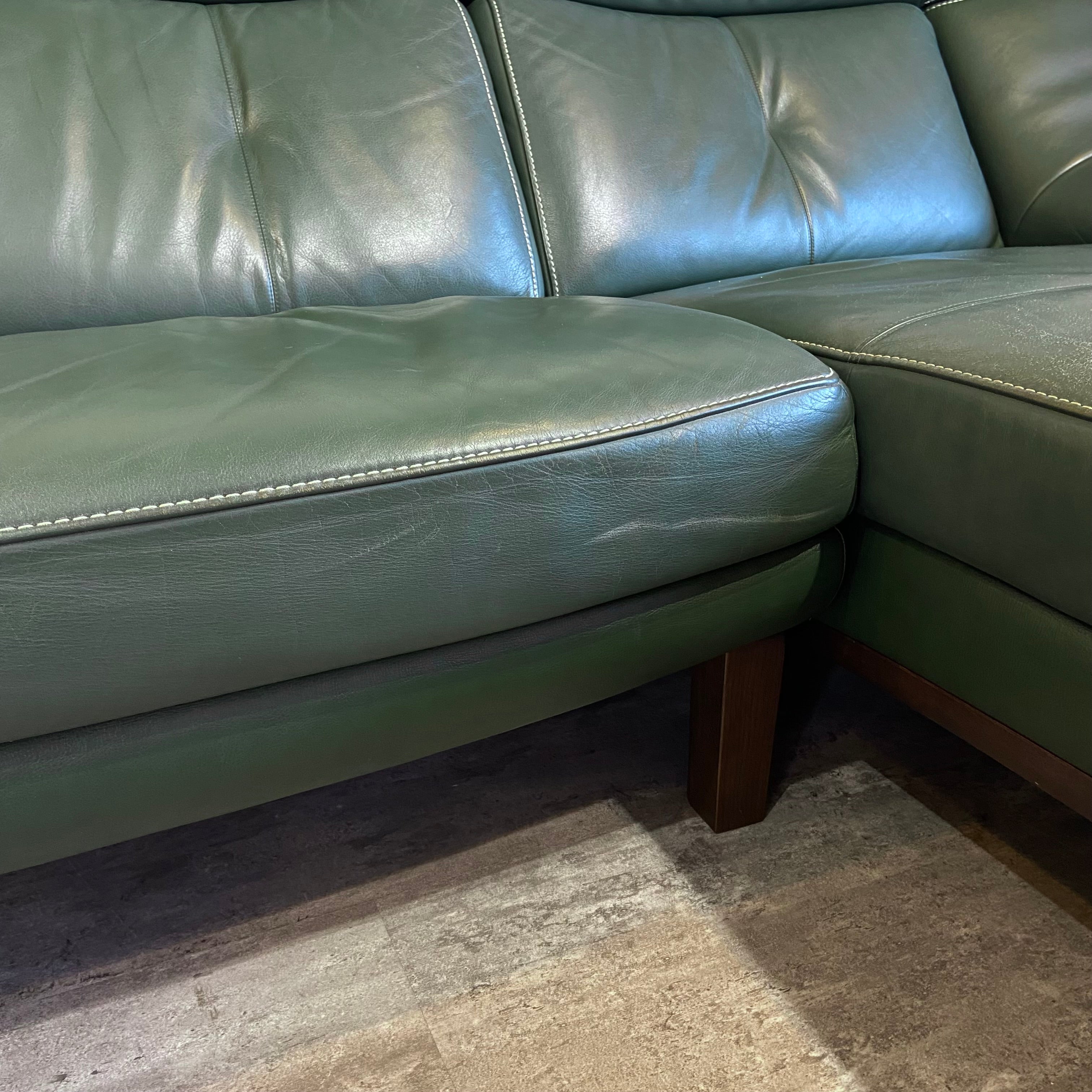 カリモク / karimoku ハイバック カウチソファ 本革 グリーン