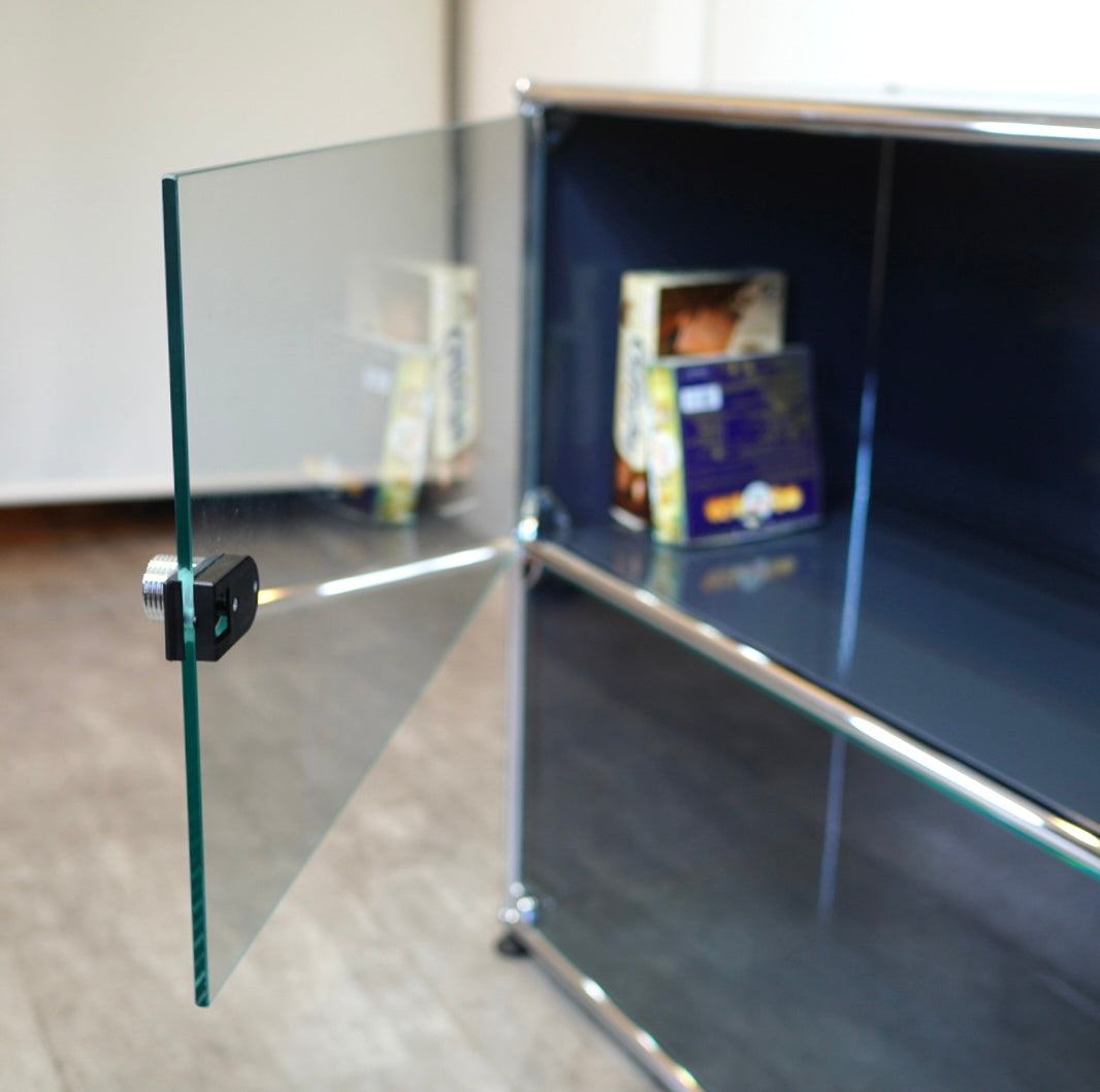 USMハラー / USM Haller モジュラーキャビネット 2列2段 ガラスドア サイドボード ネイビーグレー