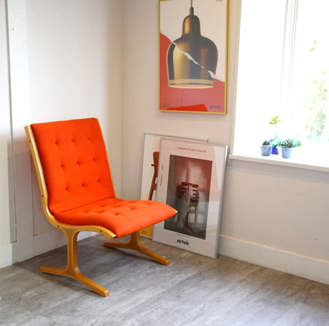 天童木工 ヘロン サイドチェア ハイバック オレンジ ヴィンテージ - Restyle