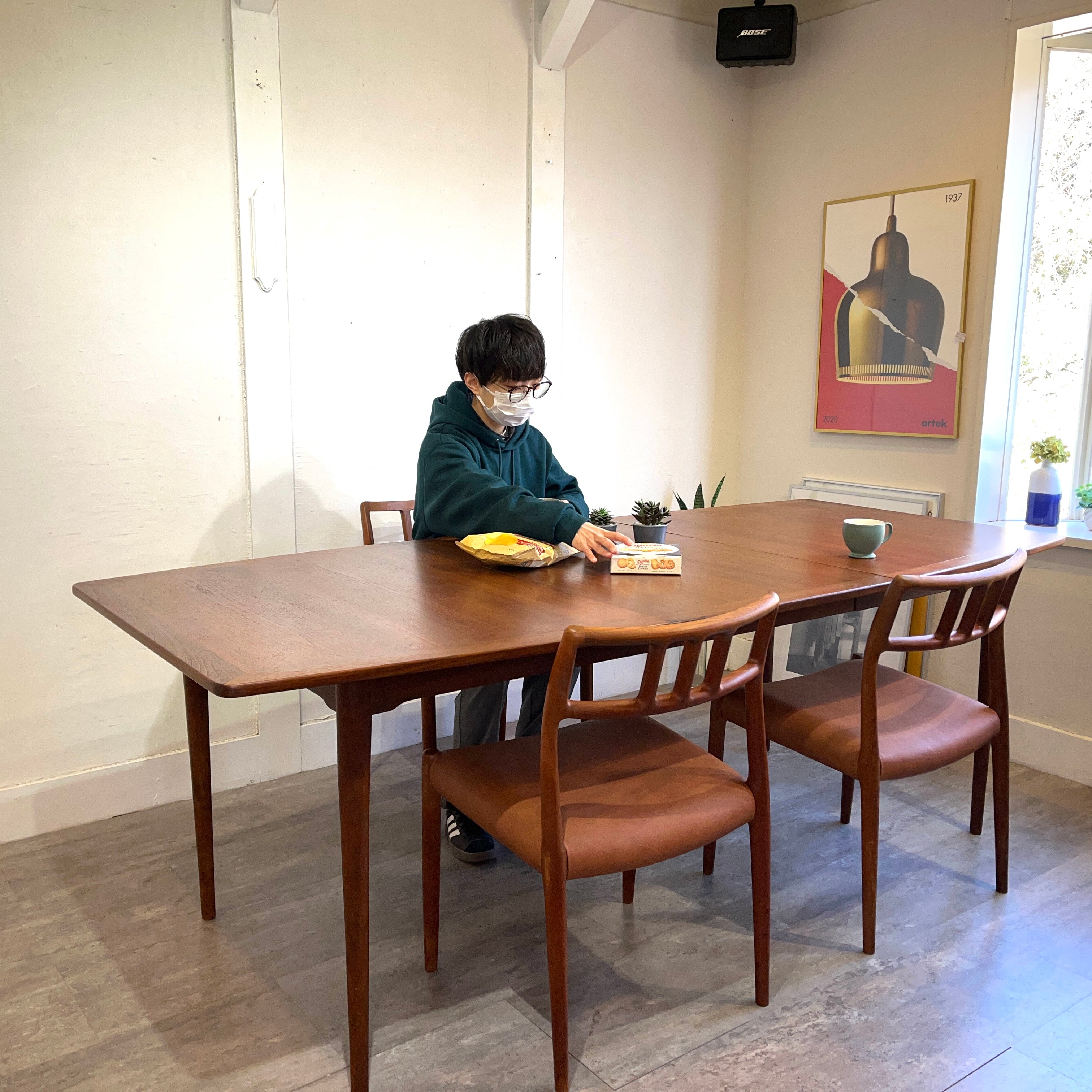 チーク材 伸長式 ダイニングテーブル ヴィンテージ