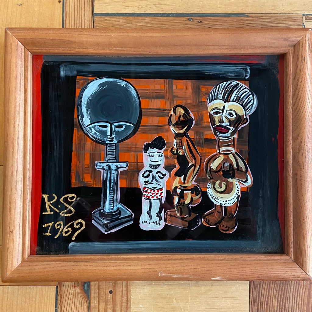 芹沢銈介 ガラス絵 「アフリカ人形」 1969年