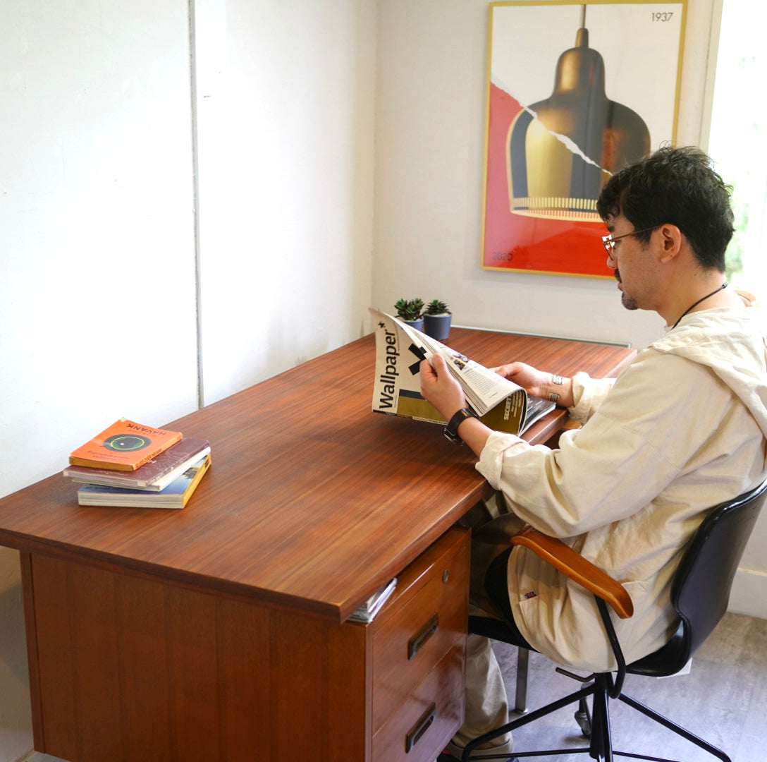 ジャパンヴィンテージ 両袖デスク エグゼクティブデスク チーク 1970年代