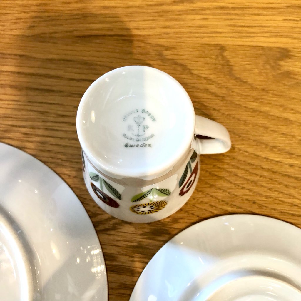 ウプサラエクビー / Uppsala Ekeby ベリス / Bellis カップ&ソーサー&プレート スウェーデン ヴィンテージ