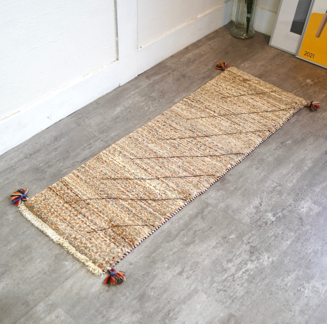 ギャッベ 120×40 ラグ マット 手織り ウール 暖色系 絨毯 かわいい 冬