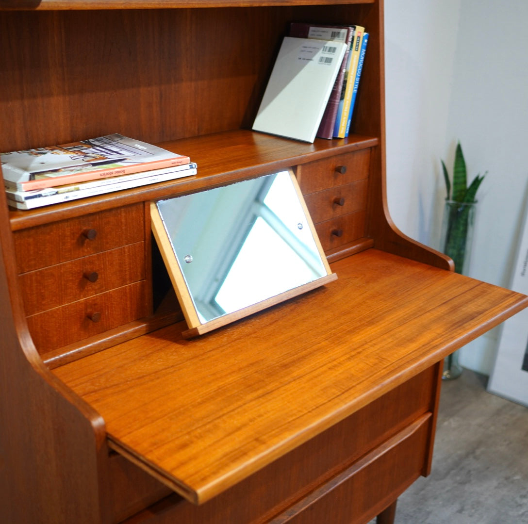 北欧ヴィンテージ ライティングビューロー ミラー付き