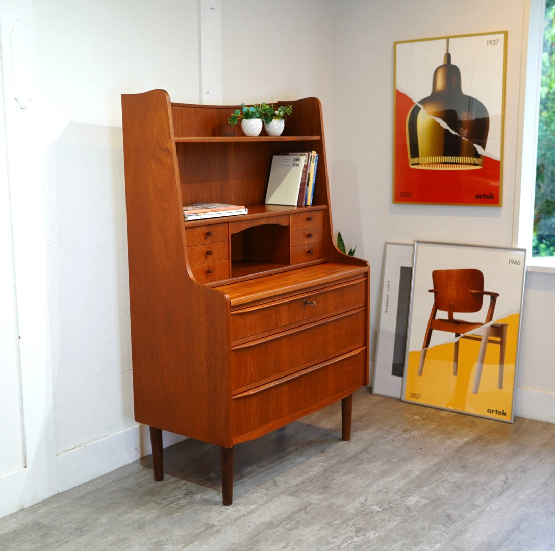 北欧ヴィンテージ ライティングビューロー ミラー付き