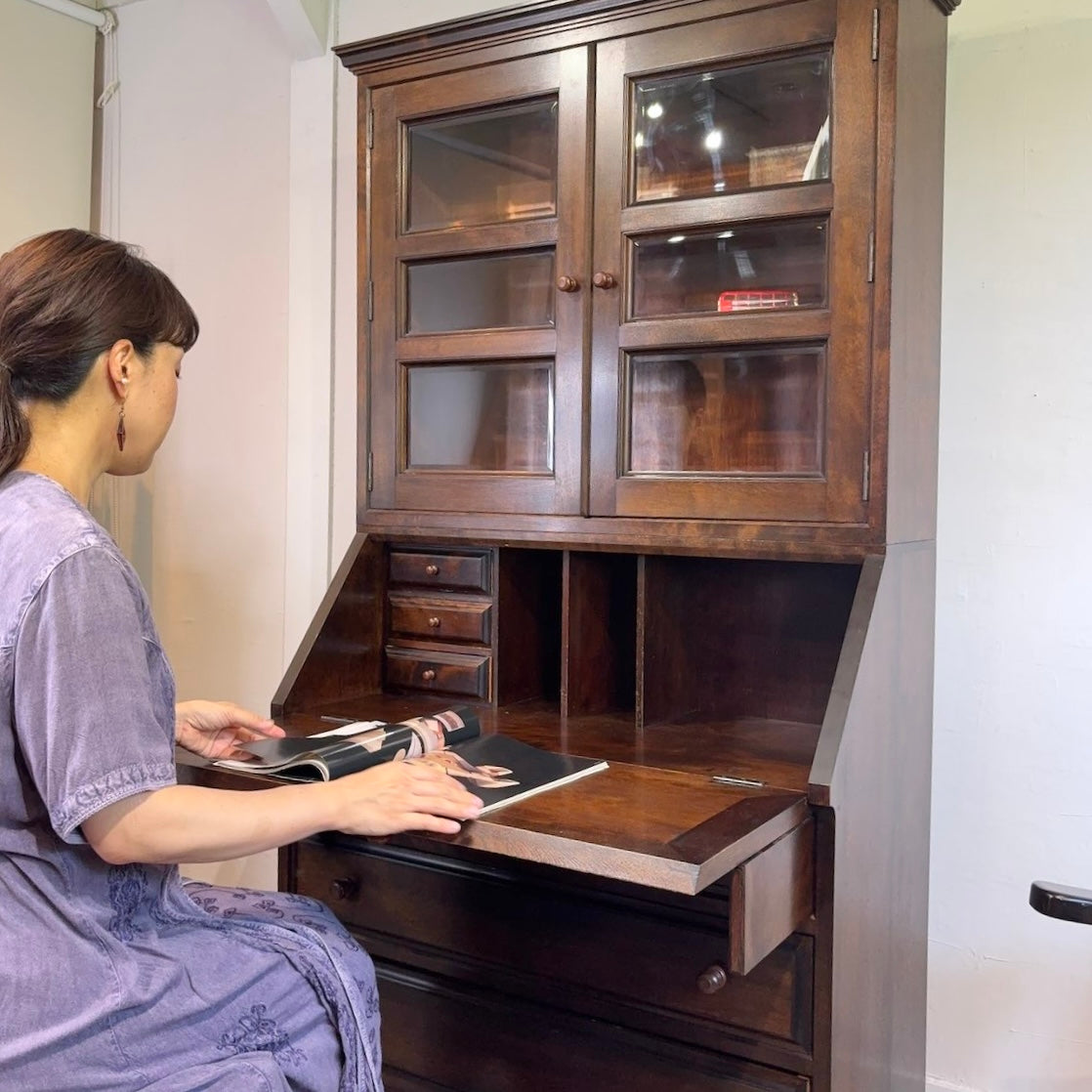 松本民芸家具 重H型 ボールフット ビューロー ブックケース