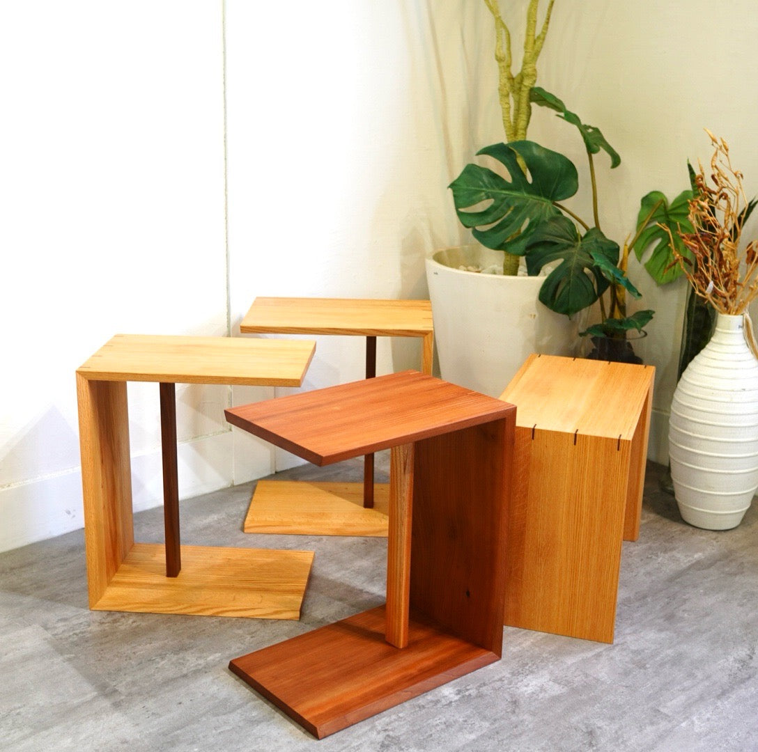 サイドテーブル コーヒーテーブル M かんざし【22】総無垢材 ホオノキ×ケヤキ リメイク家具 再生家具 リバイブモブラープロジェクト SDGs