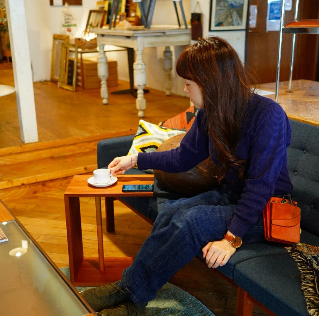 サイドテーブル コーヒーテーブル M かんざし【22】総無垢材 ホオノキ×ケヤキ リメイク家具 再生家具 リバイブモブラープロジェクト SDGs