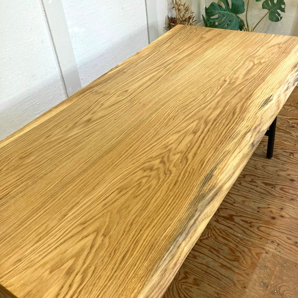 オーク 3枚はぎ天板 ダイニングテーブル 無垢 中古