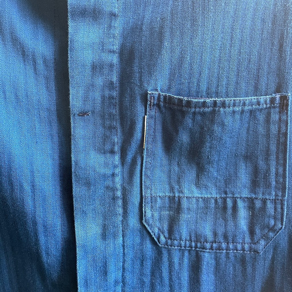 【古着】フランス ワークジャケット 70~80年代 ヘリンボーン ブルー メンズ ヴィンテージ