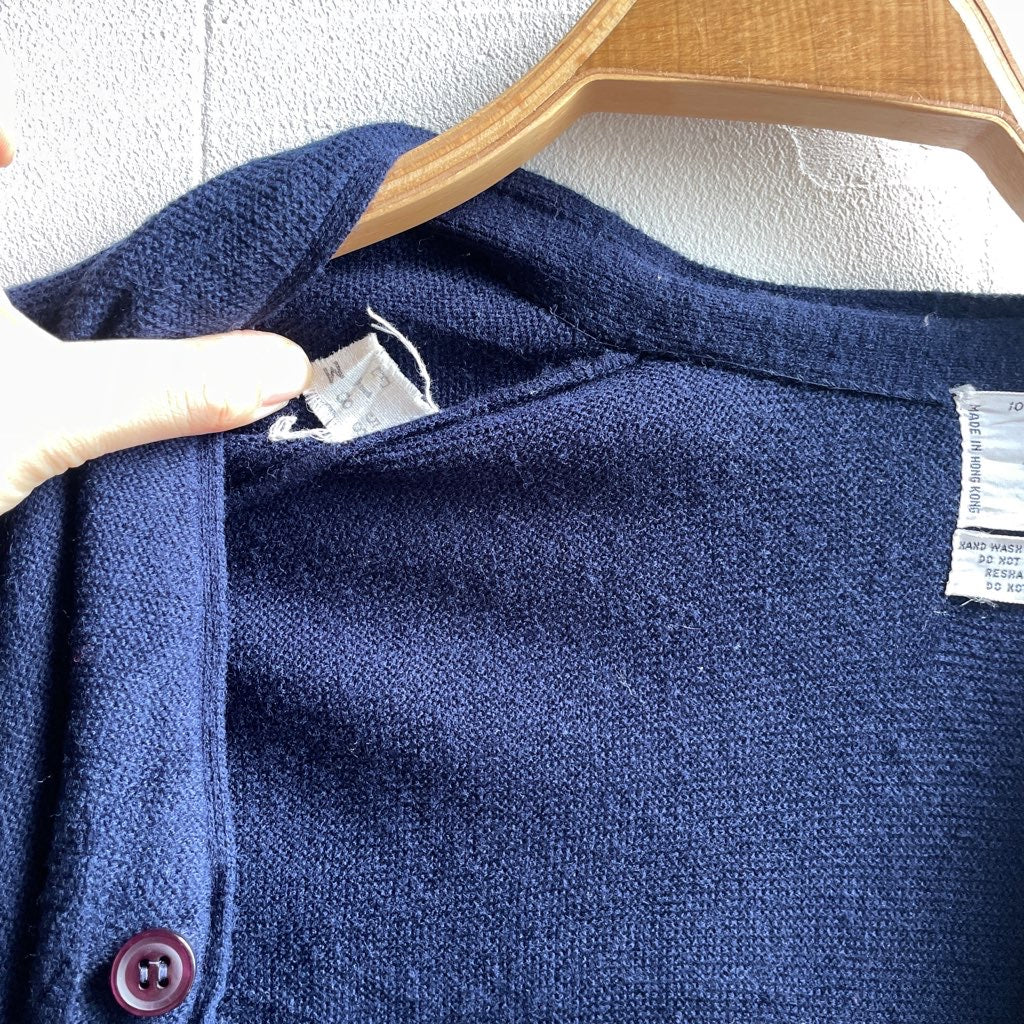【古着】ブルーカーディガン 80-90年代 TG&Y ミドル丈 Vネック メンズ 青