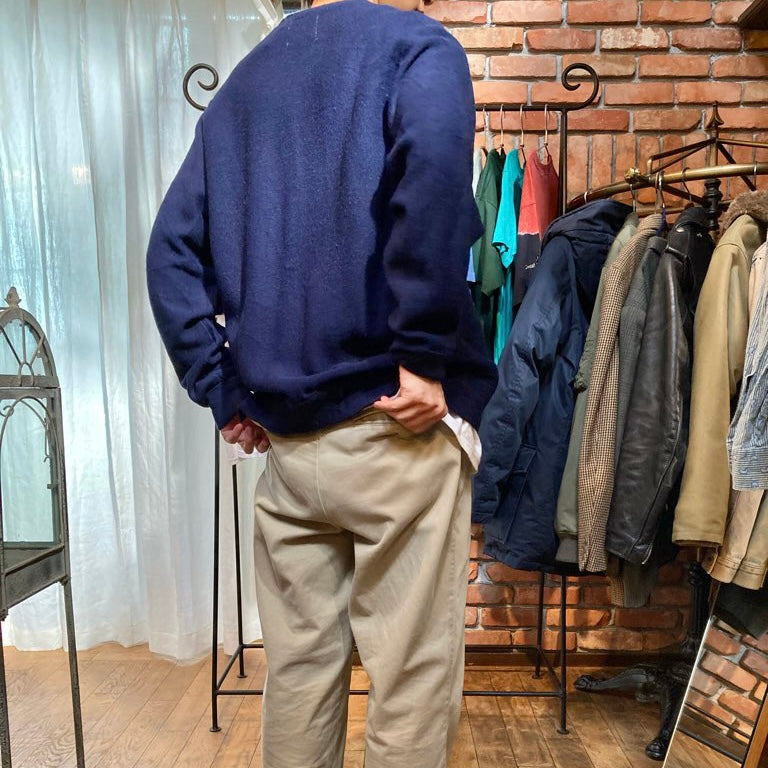 【古着】ブルーカーディガン 80-90年代 TG&Y ミドル丈 Vネック メンズ 青