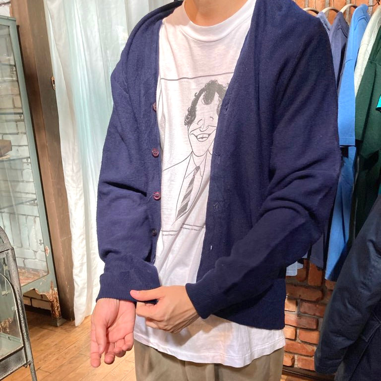 【古着】ブルーカーディガン 80-90年代 TG&Y ミドル丈 Vネック メンズ 青