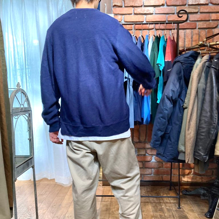 【古着】ブルーカーディガン 80-90年代 TG&Y ミドル丈 Vネック メンズ 青