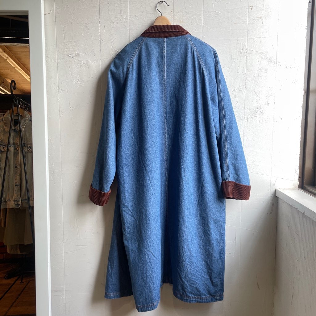 【古着】 コーデュロイ切り替え 比翼仕立て デニムコート