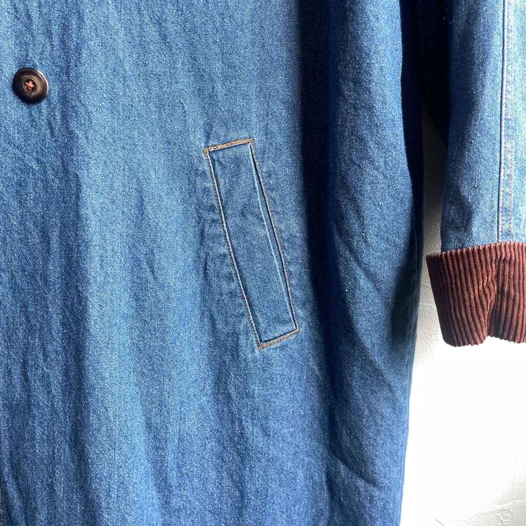 【古着】 コーデュロイ切り替え 比翼仕立て デニムコート