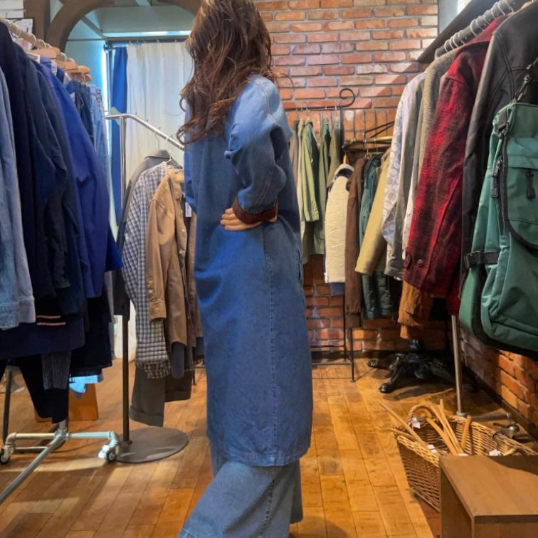 【古着】 コーデュロイ切り替え 比翼仕立て デニムコート