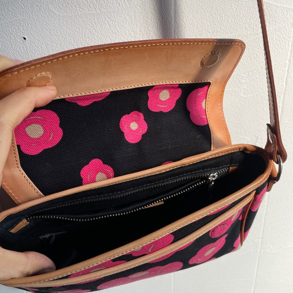 【古着】マリメッコ / marimekko ショルダーバッグ 花柄 革