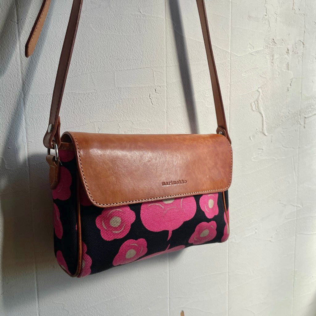 【古着】マリメッコ / marimekko ショルダーバッグ 花柄 革