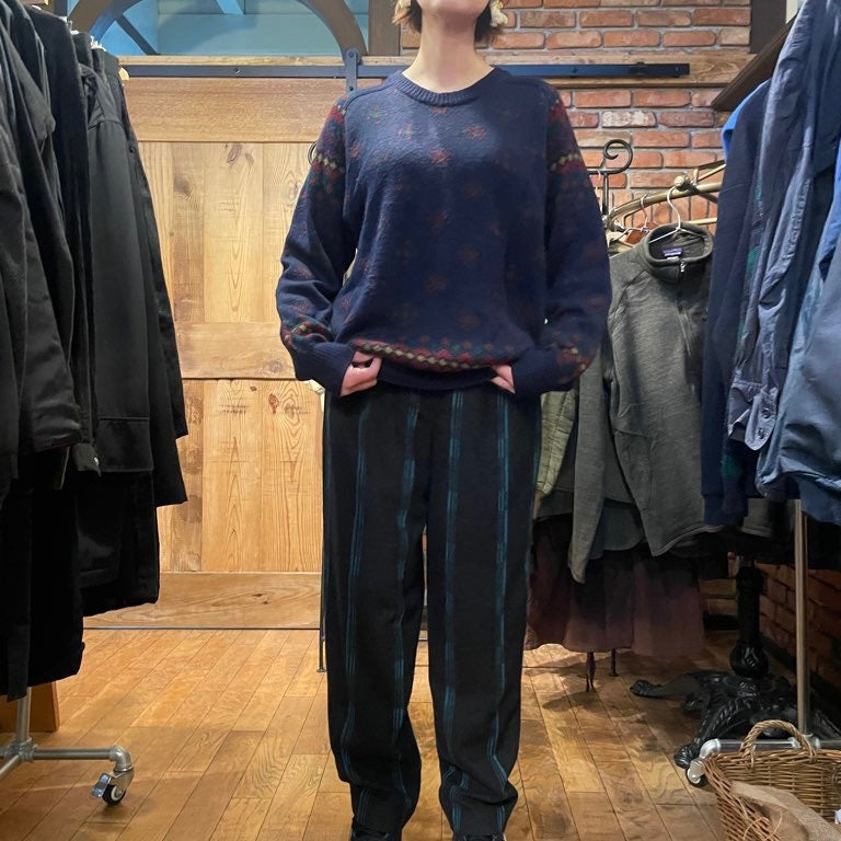 【古着】90s Made in Italy ニット ウール アクリル ネイビー レトロ