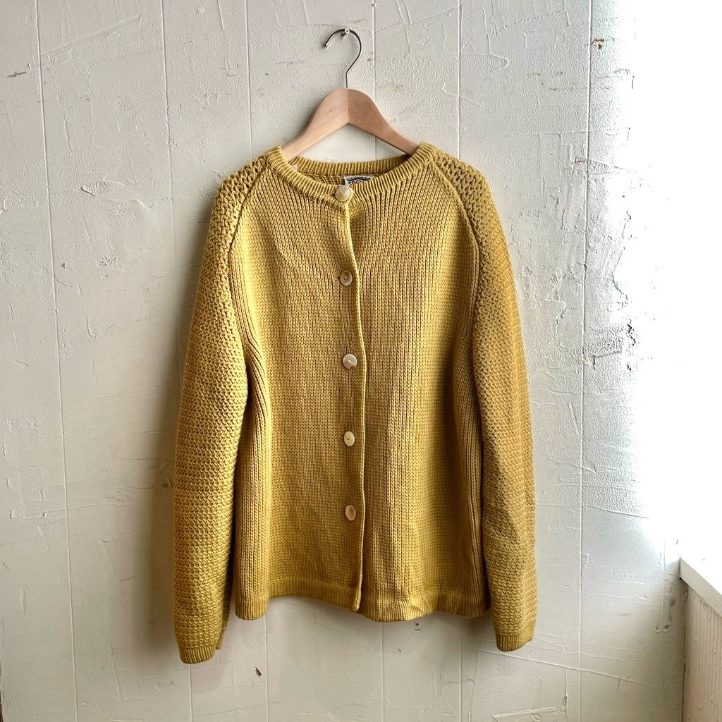 【古着】70s イエローニットカーディガン ユーロヴィンテージ