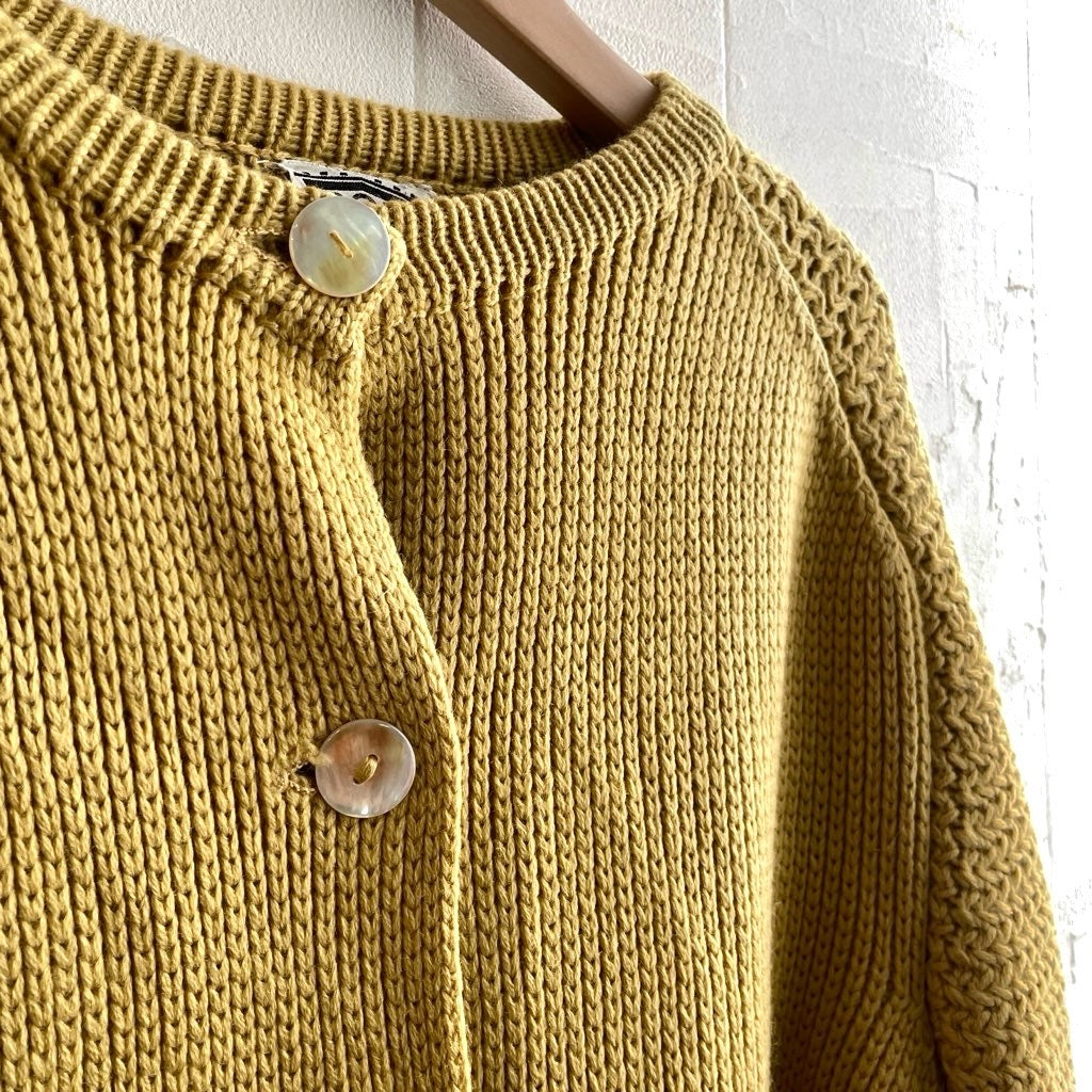 【古着】70s イエローニットカーディガン ユーロヴィンテージ