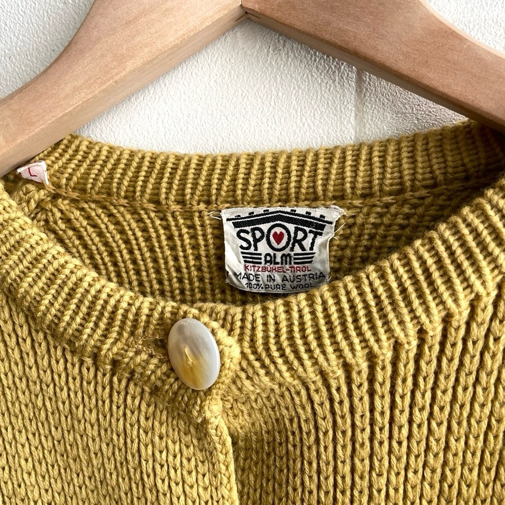 【古着】70s イエローニットカーディガン ユーロヴィンテージ