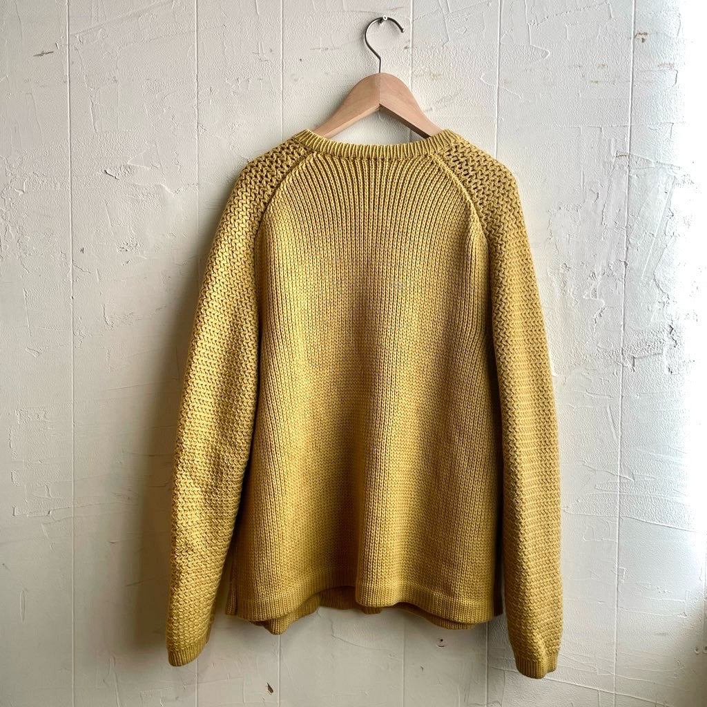 【古着】70s イエローニットカーディガン ユーロヴィンテージ