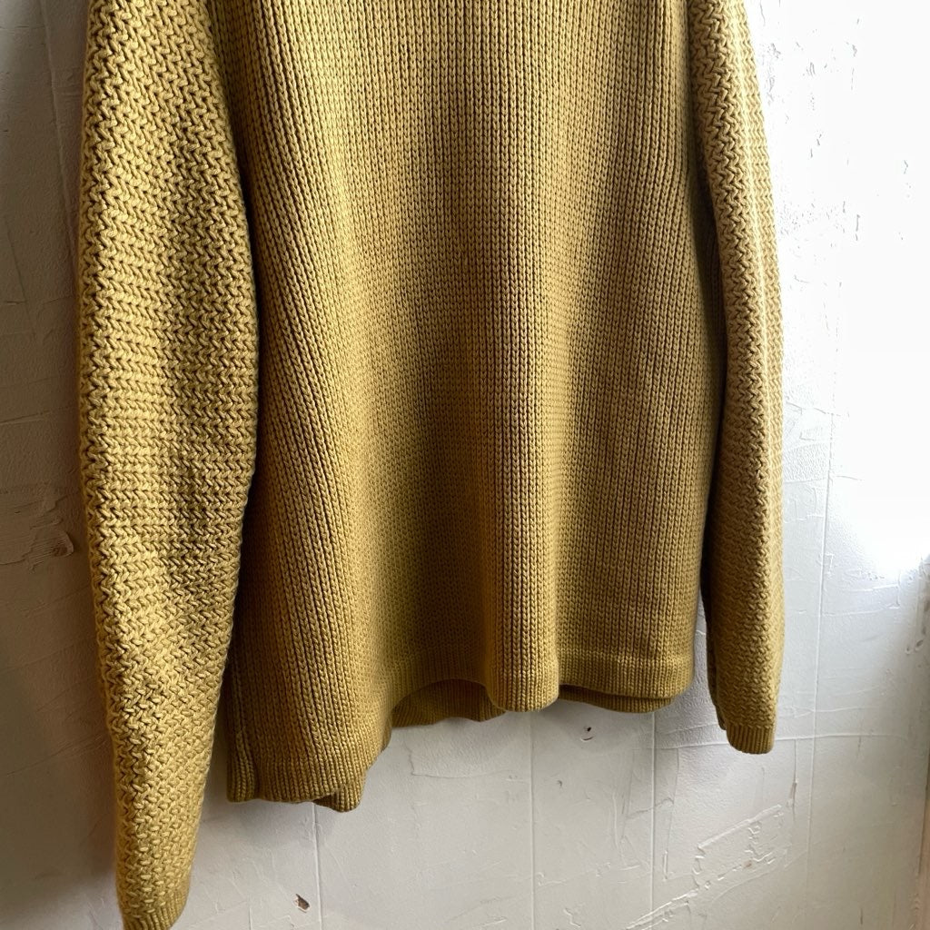 【古着】70s イエローニットカーディガン ユーロヴィンテージ