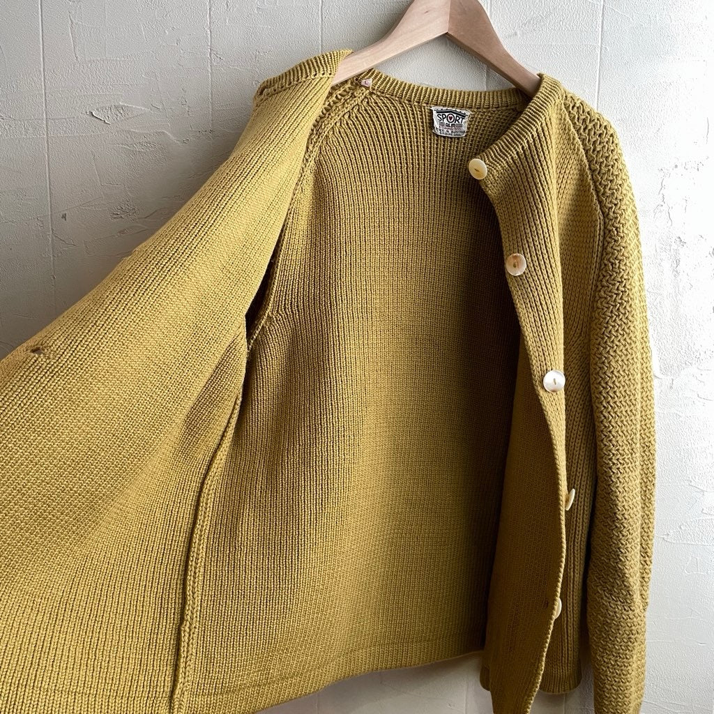 【古着】70s イエローニットカーディガン ユーロヴィンテージ